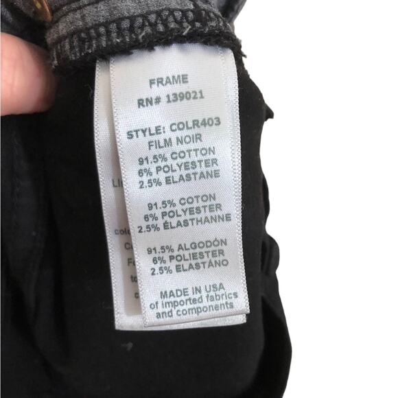 Frame Le Skinny Black Highly Distressed Busted Knee Jeans Size 26 - Picture 5 of 11